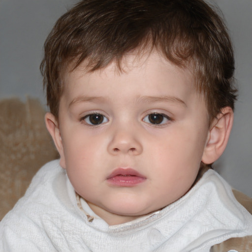 Neutral white child male with medium  brown hair and brown eyes