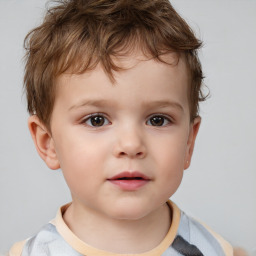 Neutral white child male with short  brown hair and brown eyes