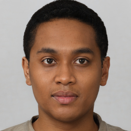 Neutral latino young-adult male with short  brown hair and brown eyes