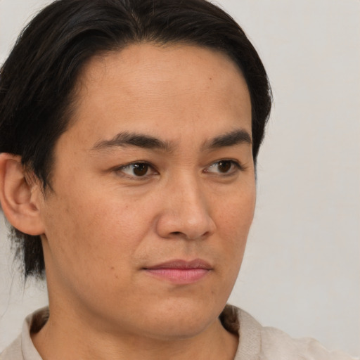 Neutral latino young-adult male with short  brown hair and brown eyes