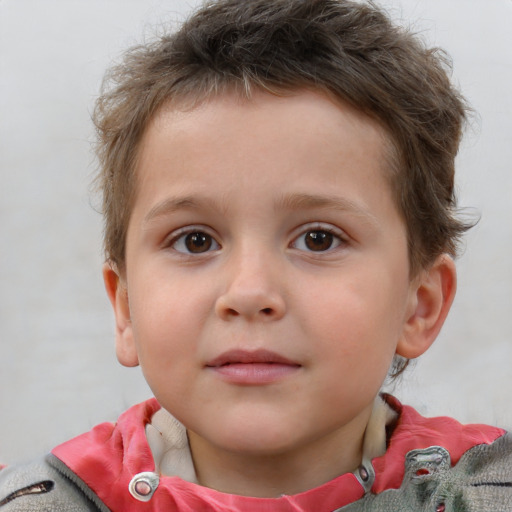 Neutral white child male with short  brown hair and brown eyes