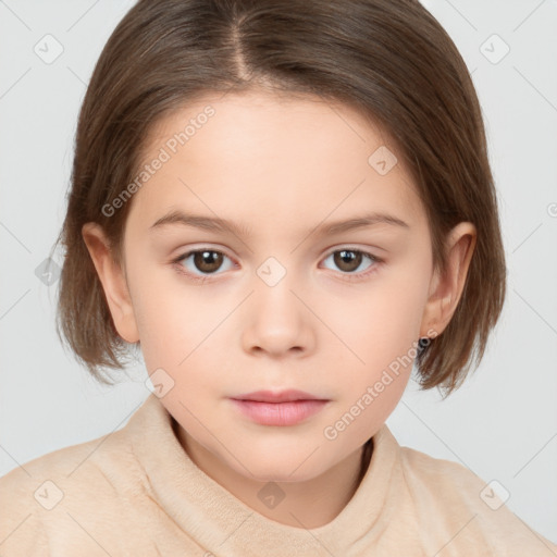 Neutral white child female with medium  brown hair and brown eyes