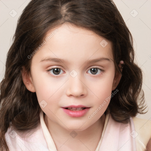 Neutral white child female with medium  brown hair and brown eyes