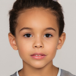 Neutral white child female with short  brown hair and brown eyes