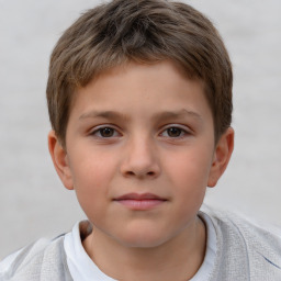 Neutral white child male with short  brown hair and brown eyes