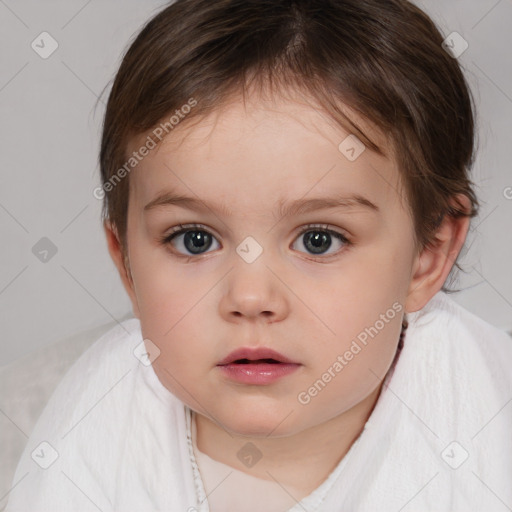 Neutral white child female with medium  brown hair and brown eyes