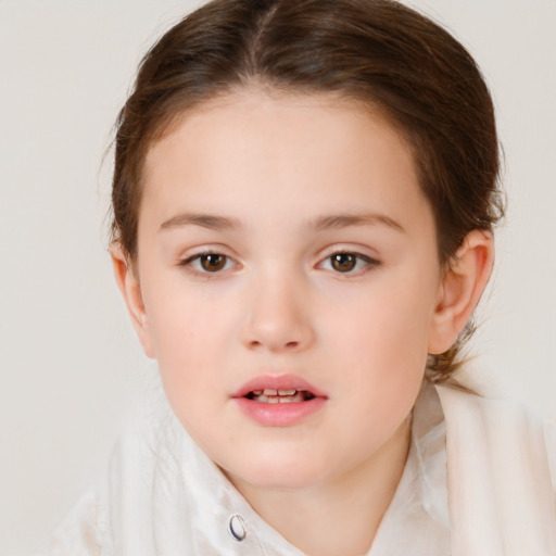 Neutral white child female with medium  brown hair and brown eyes