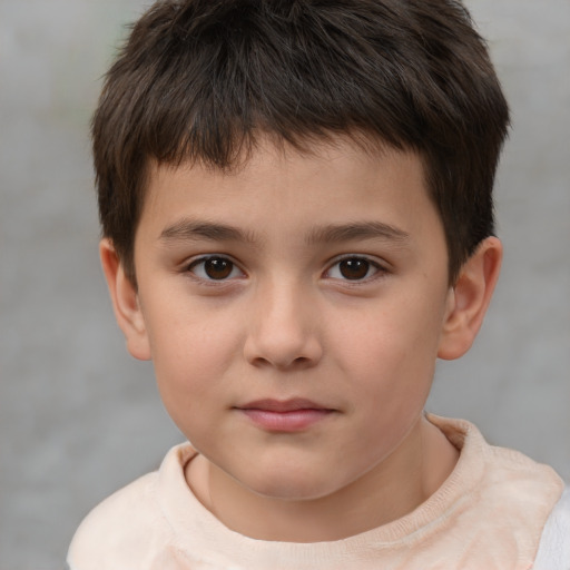 Neutral white child male with short  brown hair and brown eyes