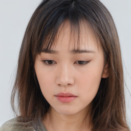 Neutral asian child female with medium  brown hair and brown eyes