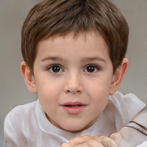 Neutral white child male with short  brown hair and brown eyes