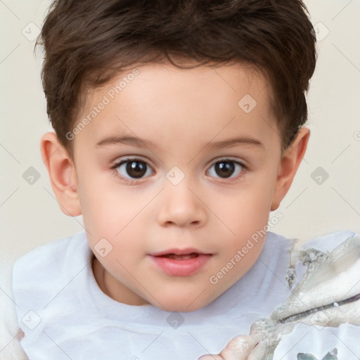 Neutral white child female with short  brown hair and brown eyes