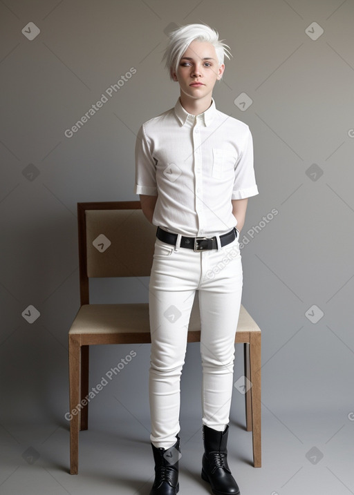 Zambian young adult non-binary with  white hair