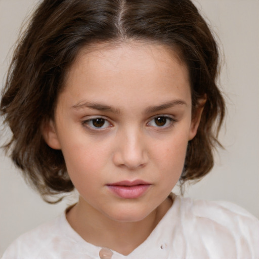 Neutral white child female with medium  brown hair and brown eyes