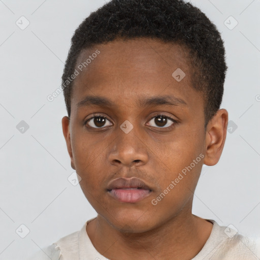 Neutral black young-adult male with short  brown hair and brown eyes