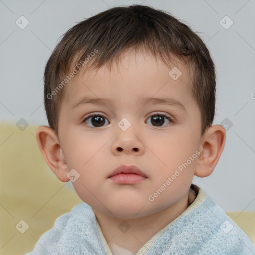 Neutral white child male with short  brown hair and brown eyes