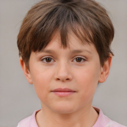 Neutral white child female with short  brown hair and brown eyes