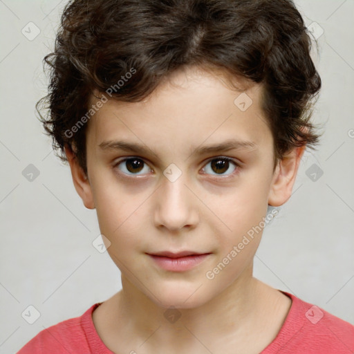 Neutral white child male with short  brown hair and brown eyes