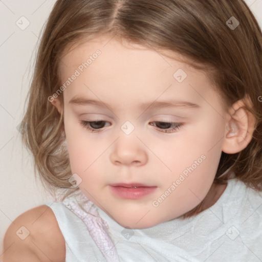 Neutral white child female with medium  brown hair and brown eyes