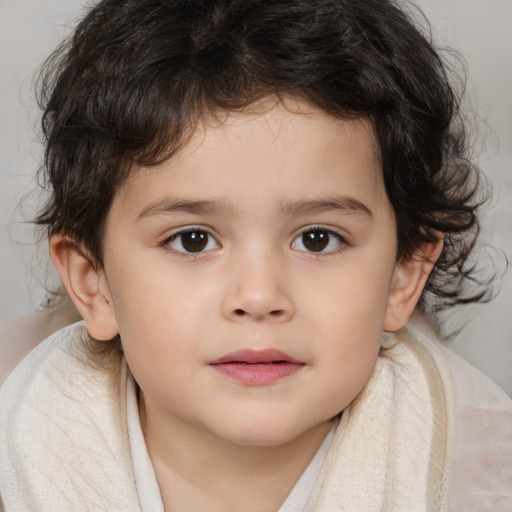 Neutral white child male with medium  brown hair and brown eyes