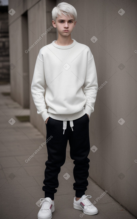 Czech teenager boy with  white hair