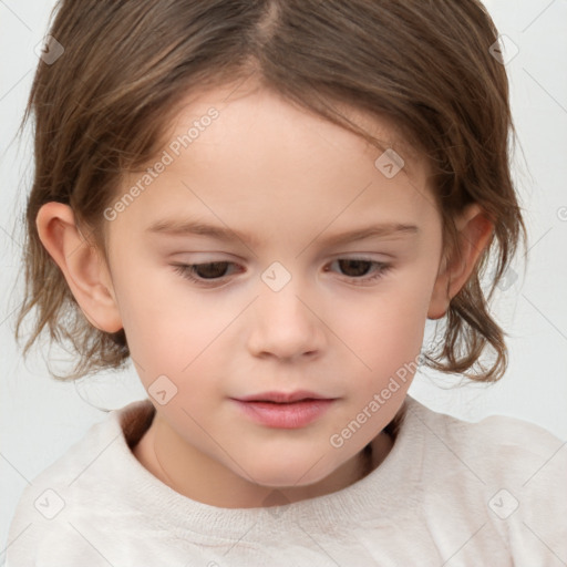 Neutral white child female with medium  brown hair and brown eyes