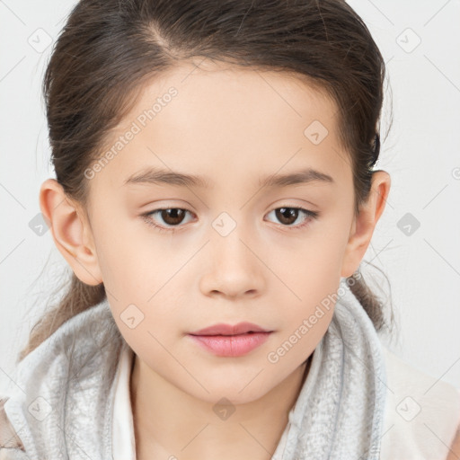 Neutral white child female with medium  brown hair and brown eyes