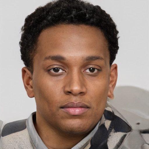 Neutral latino young-adult male with short  brown hair and brown eyes