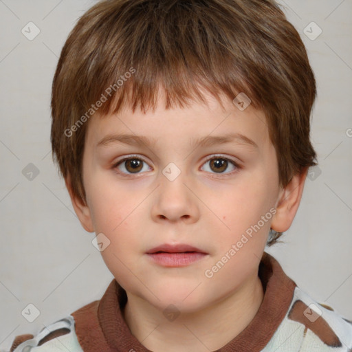 Neutral white child male with short  brown hair and brown eyes