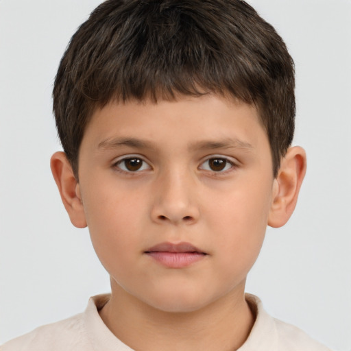 Neutral white child male with short  brown hair and brown eyes