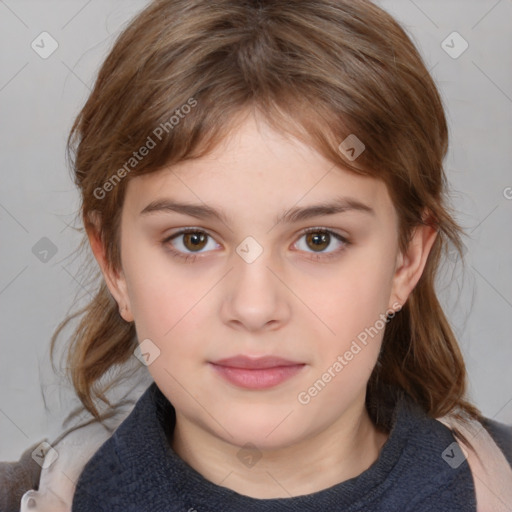 Neutral white child female with medium  brown hair and brown eyes