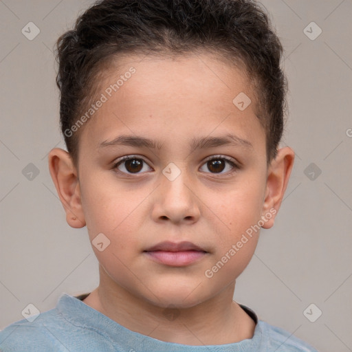 Neutral white child male with short  brown hair and brown eyes