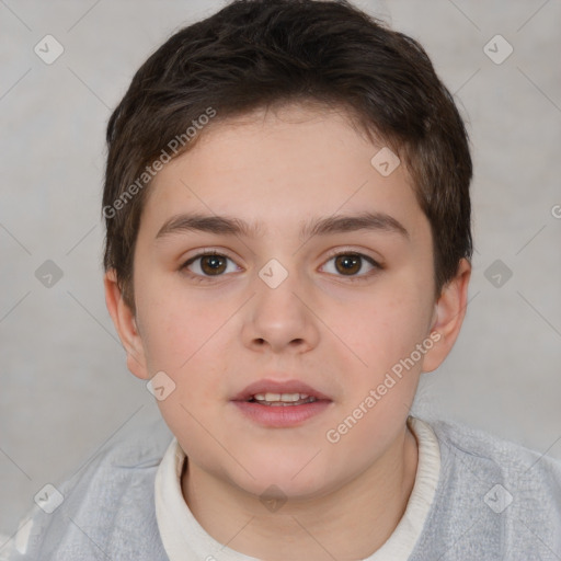 Neutral white child male with short  brown hair and brown eyes