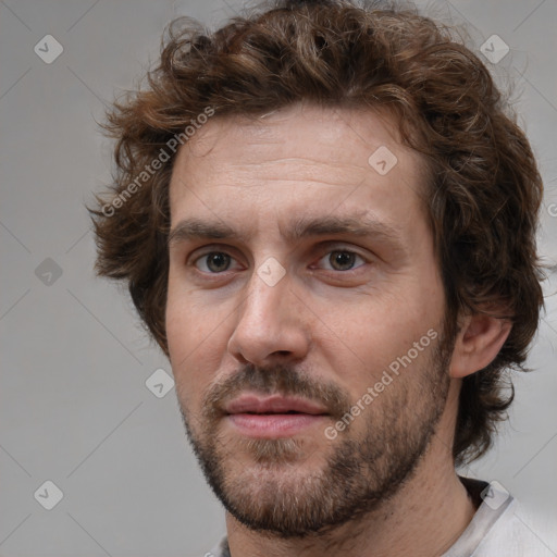 Neutral white adult male with short  brown hair and brown eyes