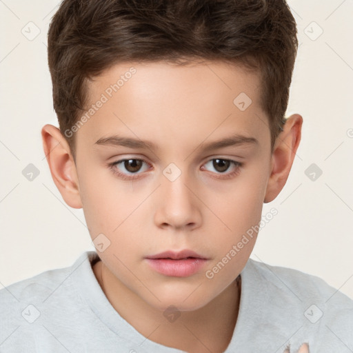 Neutral white child male with short  brown hair and brown eyes