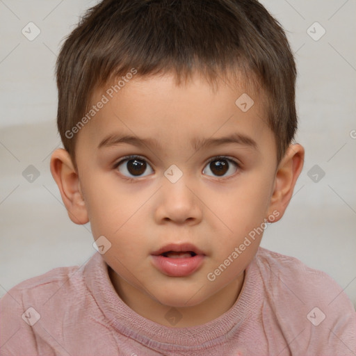 Neutral white child male with short  brown hair and brown eyes