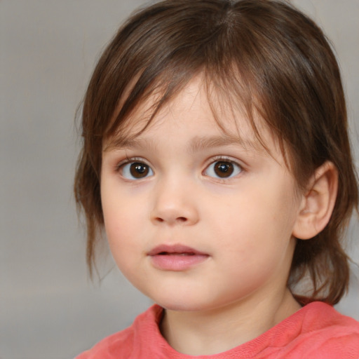 Neutral white child female with medium  brown hair and brown eyes