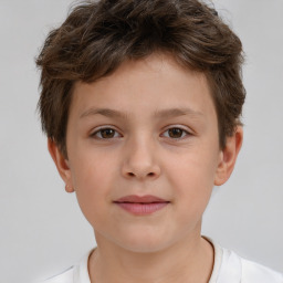 Neutral white child male with short  brown hair and brown eyes