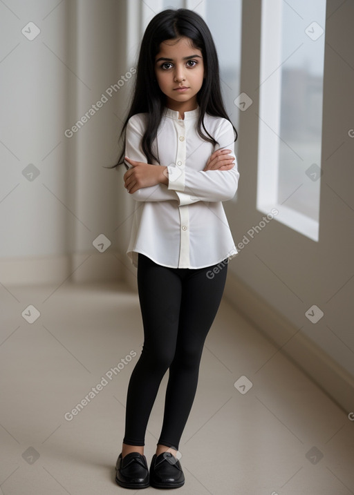 Arab child female with  black hair