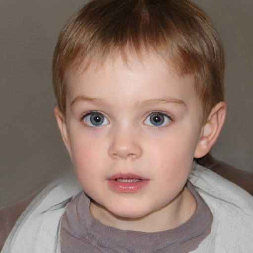 Neutral white child male with short  brown hair and blue eyes