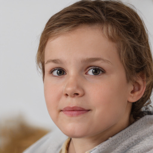 Neutral white child female with medium  brown hair and brown eyes