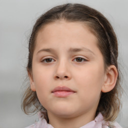 Neutral white child female with medium  brown hair and brown eyes