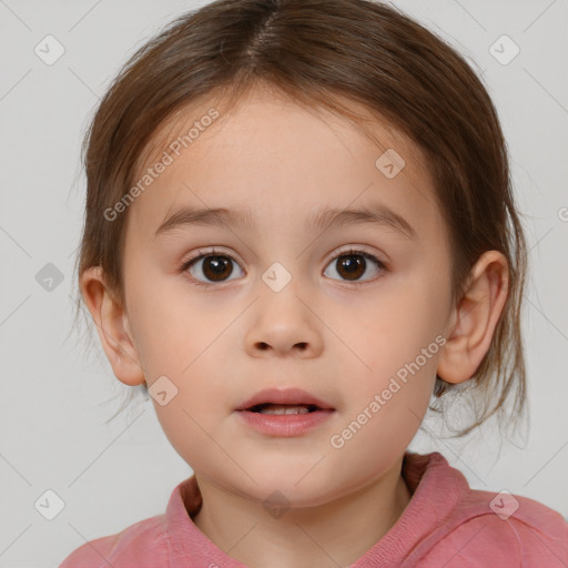 Neutral white child female with medium  brown hair and brown eyes