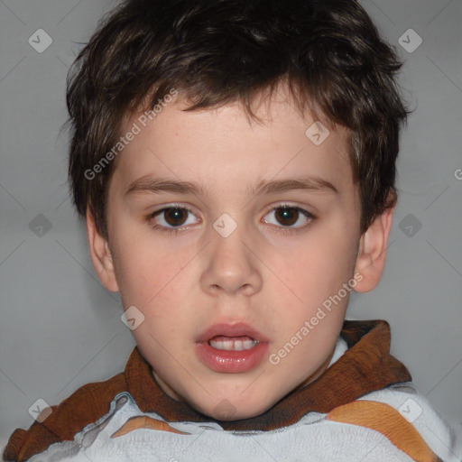 Neutral white child male with short  brown hair and brown eyes