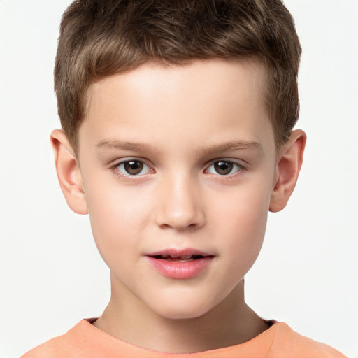 Neutral white child male with short  brown hair and brown eyes