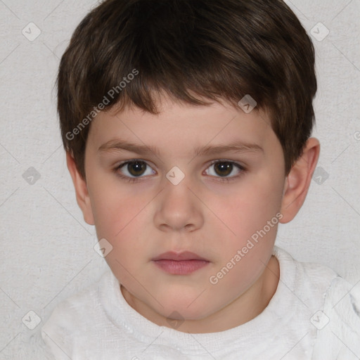 Neutral white child male with short  brown hair and brown eyes