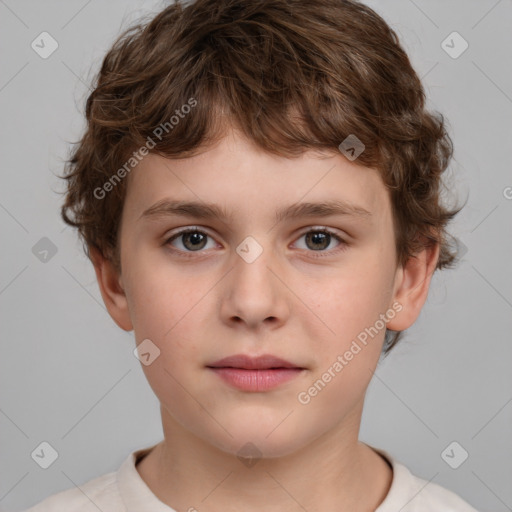 Neutral white child male with short  brown hair and brown eyes