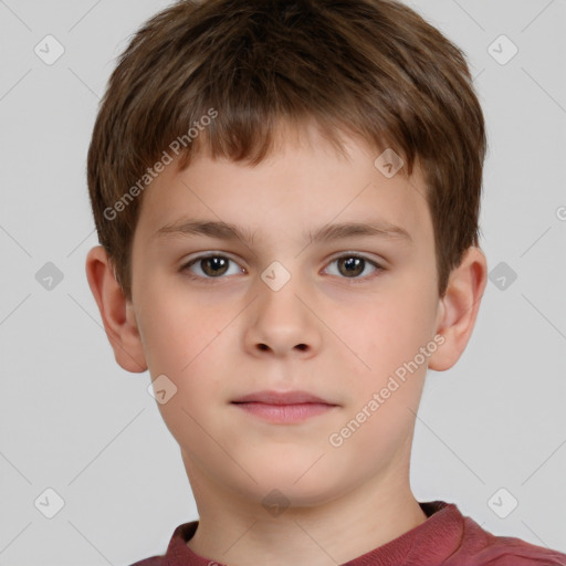 Neutral white child male with short  brown hair and brown eyes