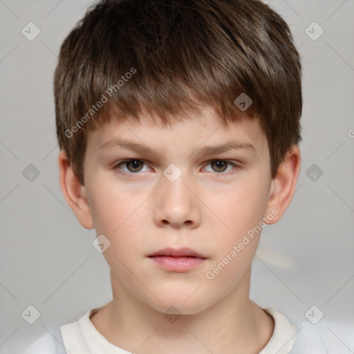 Neutral white child male with short  brown hair and brown eyes