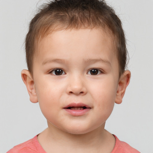 Neutral white child male with short  brown hair and brown eyes