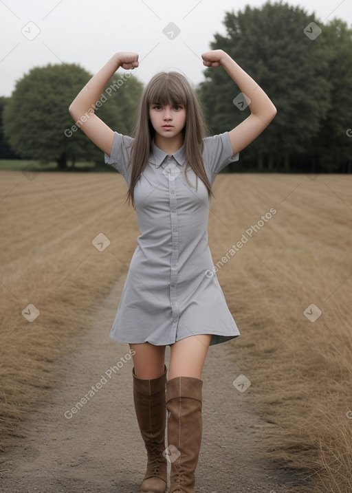 Caucasian teenager girl with  gray hair